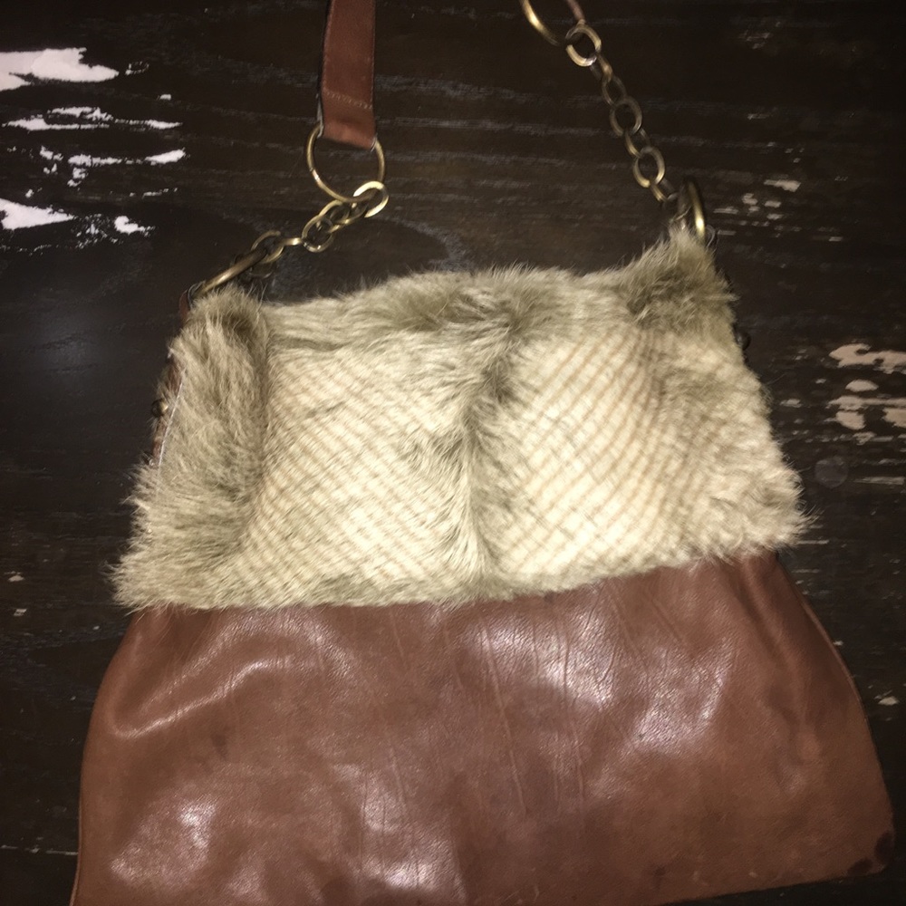 Cute leather and fur bag medium sized
